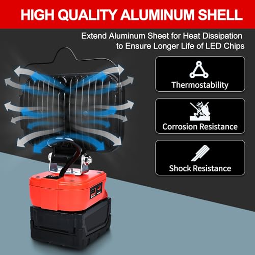 Cordless LED Work Light for Milwaukee 18V M18 Battery, Portable Flashlight Job Site Tool for M18, Lamp Flood Light Spotlight for Repairing/Outdoor Camping/Fishing/Emergency (No Battery) 4 Cordless LED Work Light for Milwaukee 18V M18 Battery, Portable Flashlight Job Site Tool for M18, Lamp Flood Light Spotlight for Repairing/Outdoor Camping/Fishing/Emergency (No Battery) - Image 4