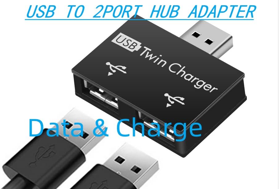 USB Hub Adapter, 2Port Hub Ultra Slim Portable USB Splitter for Surface Pro, Notebook PC, iMac Pro, MacBook Air, Mac Mini/Pro, Laptop, USB Flash Drives,data and charging (2.0 black adapter)
