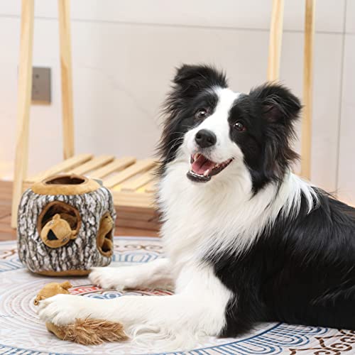 Image of Laifug Hidden Squirrel Plush Dog Toy, Interactive Squeaky Dog Toy Hide and Seek, L