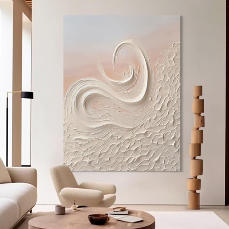 Tableau Abstrait Moderne pour salon, déco murale vagues de nuages apaisante