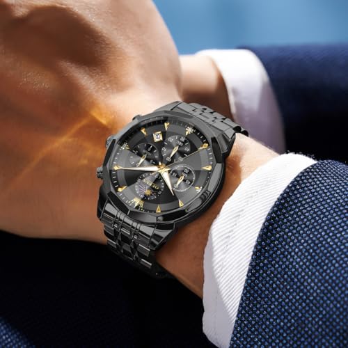 Image of OLEVS Men's Watches Analog Quartz Chronograph Dress Watch Multifunctional Stainless Steel Waterproof Classic Original Watch for Man