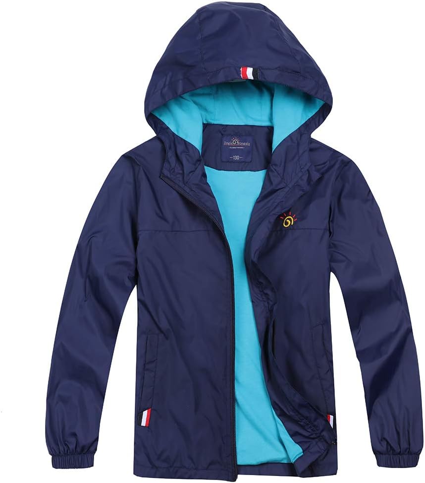 Jingle Bongala Boys Girls Lightweight Breathable Raincoat Waterproof Hooded Rain Jacket Windbreaker Easy to Fold