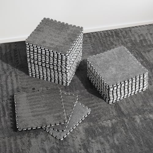 36 Pcs Plush Interlocking Carpet Tiles, Non-Toxic Shaggy Foam Carpet