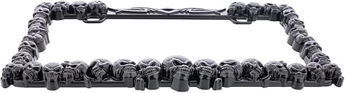 Miniatura 3 de United Pacific Soporte universal de metal fundido a presión, marco de placa de calavera negra para automóviles, camiones, caravanas, accesorios