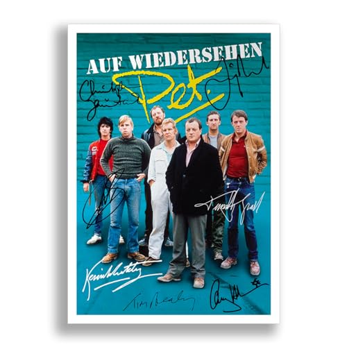 Image of Auf Wiedersehen Pet Cast Signed Autograph Poster Photo Print Framed Memorabilia Tv Show Series Gift Tim Healy Kevin Whately (A4 poster only)