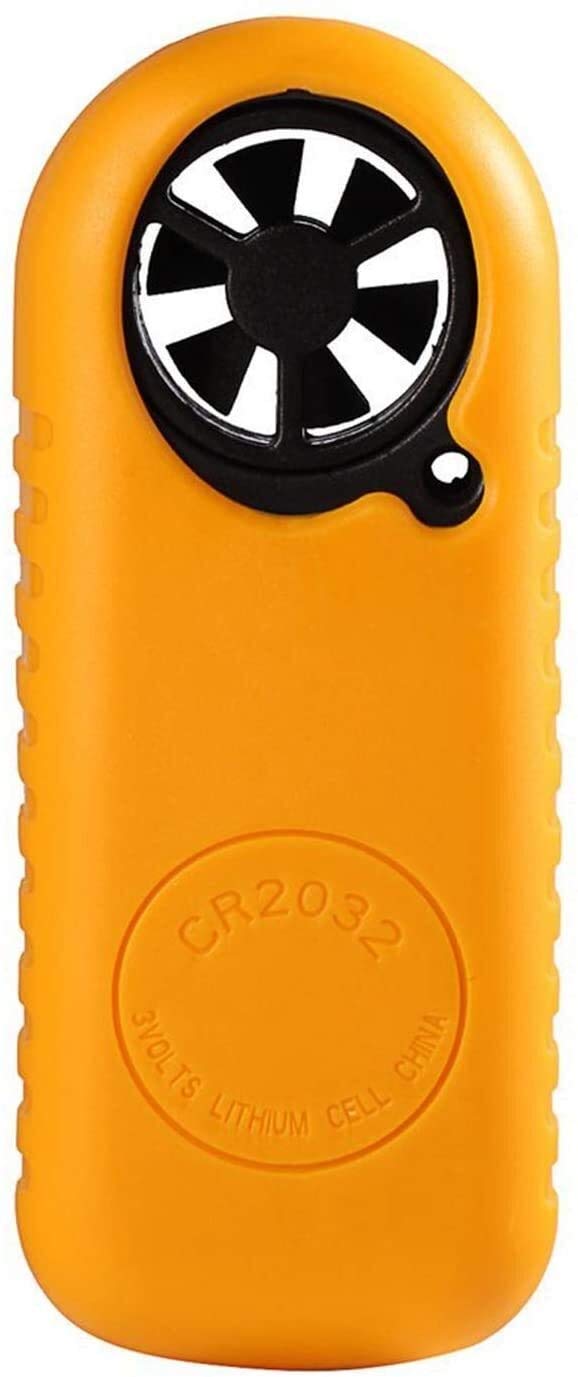 JJJ Anemometro Portatile Digitale, con Display LCD for misurare velocità del Vento, Temperatura e raffreddore del Vento (Giallo + Nero)