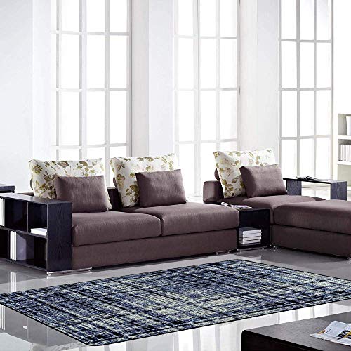 Grand tapis de sol antidérapant motifs géométriques gris lavable