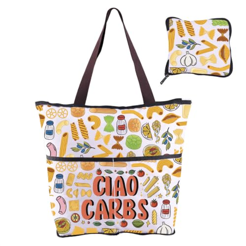 VAMSII Italian Cuisine Gifts Italian Food Folding Shopping Bag Pasta Lovers Gift Italy Foodie...