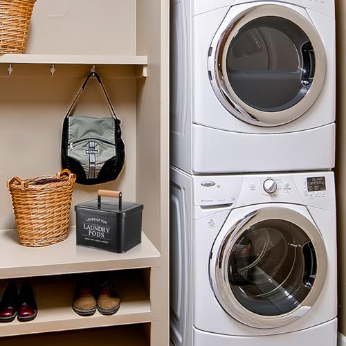 TOLIDA Metal Laundry Pods Container with Lid - Black Square Storage Box for Laundry Pods, Detergent Pods Holder for Laundry Room, Metal Storage Container for Washing Pods, bath Bombs - Image 8