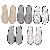 FONDOTIN 5 Paar Rutschfeste Hausschuhe für Hotel Salon Gastzimmer EVA/Cloth 28X11cm Sortierte Farben