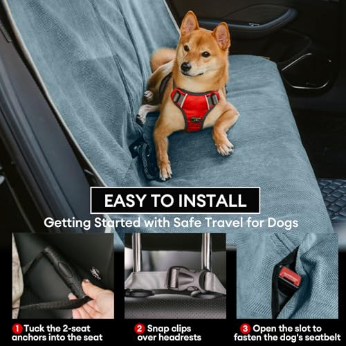 FUNNY FUZZY Dog Car Seat Cover for Back Seat, Back Seat Pet Cover for Dogs Waterproof, Scratchproof Dog Backseat Cover, Non-Slip Bench Car Seat Protector, Universal Fit Most Cars, SUVs, Trucks, Blue by FUNNY FUZZY - Used condition - Image 4
