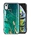 GVIEWIN Nature Series iPhone XR Case, [Upgraded Protection] Emerald Marble Pattern Design with Shockproof Slim Fit TPU Bumper, Green/Gold