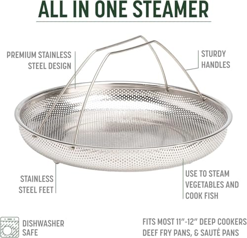 Image of All In One Stainless Steel Steamer Basket for Steaming Vegetables, Full Handle for Easy Use idli maker steel steamer momos maker idli maker (Pack of 1)