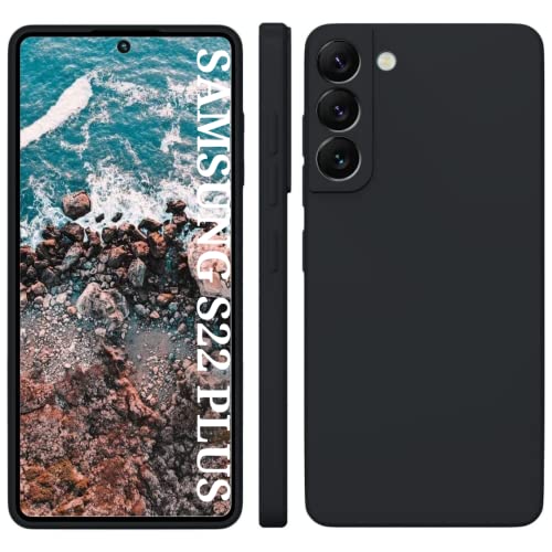 Image of DIZORO Liquid Silicone Case with Microfiber Cushioning Compatible for Samsung Galaxy S22 Plus 5G Shockproof Slim Back Cover, Gel Rubber Full Body Protection (Black)