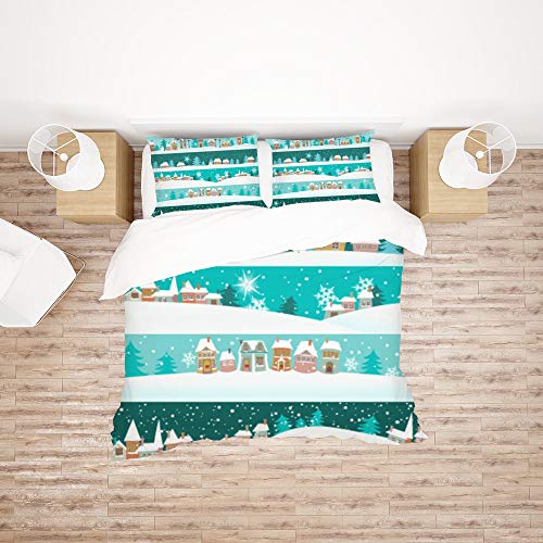 Parure de lit King en polyester motif 3 avec housse et taies toutes saisons