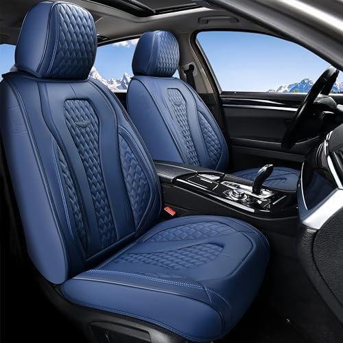 Coverado Leather Seat Covers, Waterproof Luxury Leatherette Car Seat Cushions for Front Seats