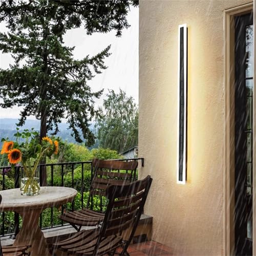 Lámpara Solar de Pared para Garaje Exterior, Tira Larga LED, Lineal, Impermeable, IP65, Moderna, para Exteriores e Interiores, Aplique de acrílico metálico Paralelo para Puerta de Entrada, casa