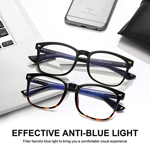 Image of DUCO Blue Light Blocking Glasses 2 Pack Computer Gaming Glasses Women Men Blue Light Blocker Eyeglasses Square Frame Anti Eye Eyestrain 5201S