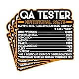 (4Pcs) Qa Tester Vinyl Decal Sticker – Nutritional Facts Quote for Laptops, Water...