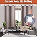 Curtain Rods No Drilling for Windows 48 to 84-96 Inch,5/8 Inch Diameter Drapey Pole with No Drill Curtain Rod Brackets,Renter Friendly Cortineros Para Ventanas with Adhesive Curtain Rod Holder White