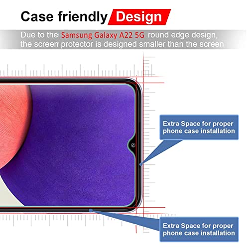 Image of AOKUMA Tempered Glass Screen Protector for Samsung Galaxy A22 5G, Pack of 2, Screen Protector Compatible with Samsung Galaxy A22 5G, Premium Tempered Glass Screen Protector with 9H Hardness