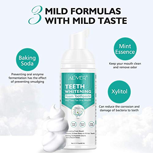 image for ALIVER 1Pc Toothpaste Cleansing Foam, 60ml Baking Soda Toothpaste, Int