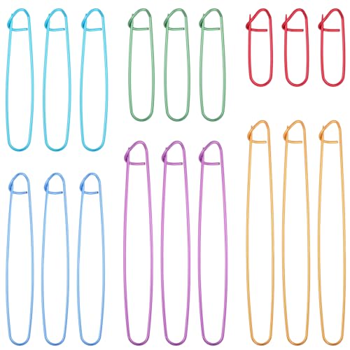 Qianyu 18 Pcs Knitting Stitch Holders Aluminum Colorful Yarn Stitch Holder Markers for Crocheting Practical Knitting Crochet Tools Notions or Crochet Sewing Crocheting Supplies DIY Blankets
