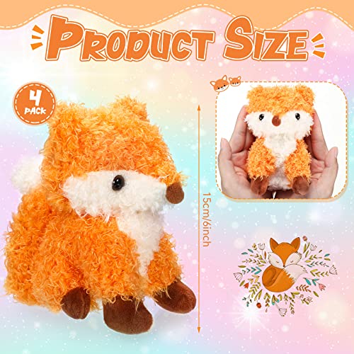4 Pcs Fox Baby Plush Stuffed Animal Stuffed Fox Toy Small Fox Baby Stuff Woodland Stuffed Fox Plush Toy For Nursery Home Bedroom Decor Animal Theme Party Supplies, 5 Inches, Brown And White #TOP1