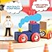 Play22 Wooden Train Set Toddler Toys - 38 Pieces Wood Train Track Set for Toddlers 3-4 Years with Crane, Bridge & Accessories