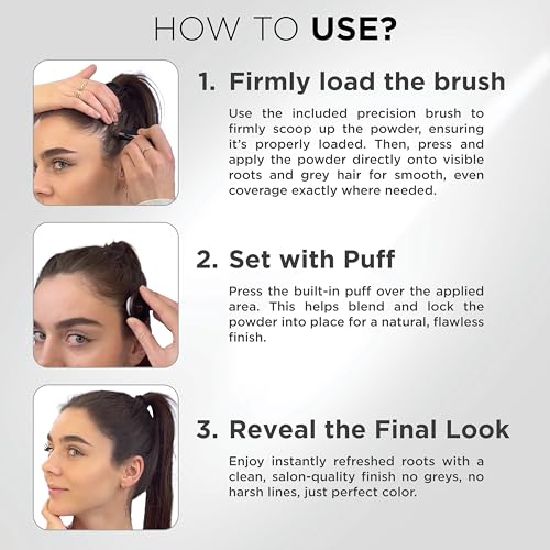 Image of THICK FIBER Root Touch Up & Hairline Powder with Precise Brush for Grey Root Coverage & Thin Hair (Dark Brown, 4g) - Water & Sweat Resistant - Hair Loss Concealer for Women, Bald Spots & Hair Fill-In