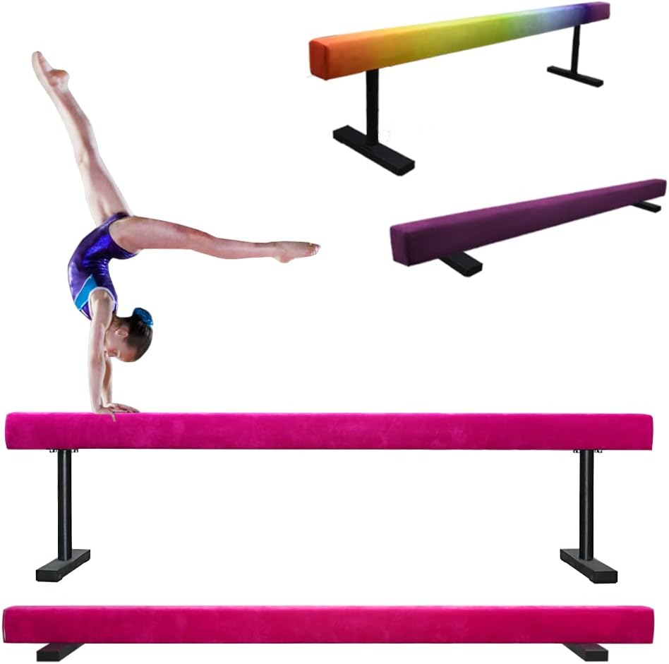 86 York Adjustable Balance Beam Gymnastic Equipment for Home Kids Practice 7.2 FT Long, Gymnastics Beam for Children Girls Gym Training, High and Low Floor Beam with Legs(Purple)