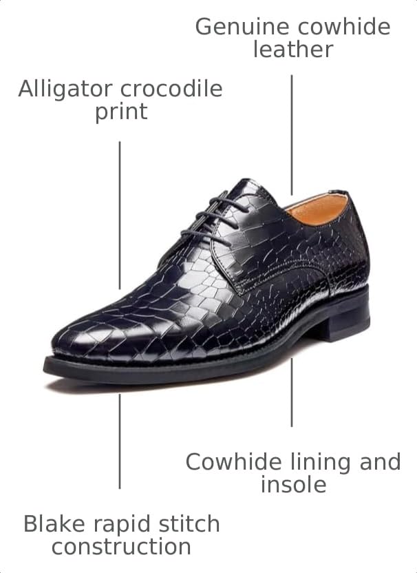 Image of Men's Dress Shoes Genuine Leather Oxfords Luxury Formal Business Suit Shoes with Blake Rapid Stitch
