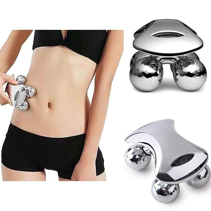 3D and 4D Manual Face Body Roller Masjar, Roller Face Massor Face Lift Tool Firming Beauty Massage Body Face Massage - Silver -Pack of 2 Combo Kit 3D and 4D Manual Face Body Roller Masjar, Roller Face Massor Face Lift Tool Firming Beauty Massage Body Face Massage - Silver -Pack of 2 Combo Kit