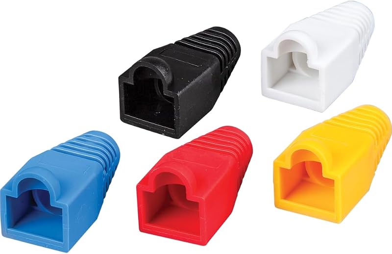 Klein Tools VDV824-650 CAT6 /CAT5e Red Ethernet de datos Botas de alivio de tensión terminadas RJ45, protección de pestillo, codificado por colores, paquete de 100