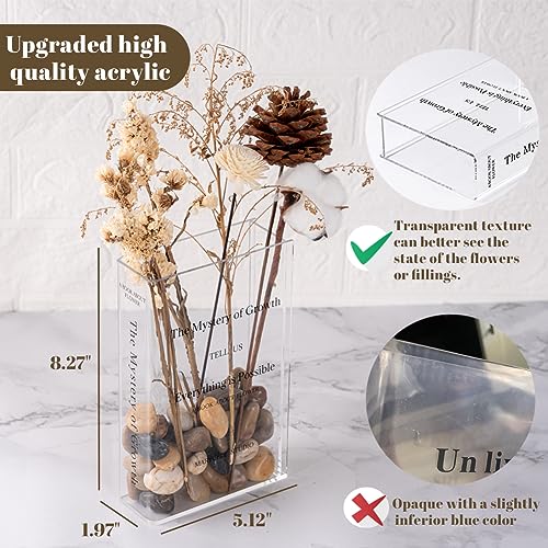 Marycele Book Vase for Flowers, Book Lovers Gifts, Flower Vase for Room Decor Aesthetic, Thanksgiving for Women, Home Decor Essential Apartment Must Haves for Book Lovers (Clear)
