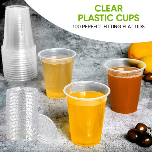 Clear Cups With Lids / 20 Oz. Clear Plastic Cups With Lids / Clear Disposable Cups / Ice Coffee Cups & Bubble Boba Tea Cups / Cup With Lid For Cold Drinking & Smoothie Pack Of 100 #TOP7