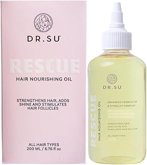 Dr. Su Rescue Hair Oil for Hair Growth & Deep Nourishment | Non-Greasy, Fast Absorbing Formula | Rosemary, Peppermint, Sweet Almond & Swiss RootBioTec | 200ml | Unisex Hair Care