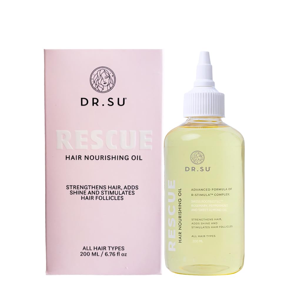 Dr. Su Rescue Hair Oil for Hair Growth & Deep Nourishment | Non-Greasy, Fast Absorbing Formula | Rosemary, Peppermint, Sweet Almond & Swiss RootBioTec | 200ml | Unisex Hair Care