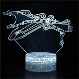 Veilleuse 3D pour garçons - Illusion 3D Star Wars W - Cadeau de jeu - 16 couleurs changeantes - Luminaires de sommeil de bébé - Lampe de table USB pour décoration de la maison