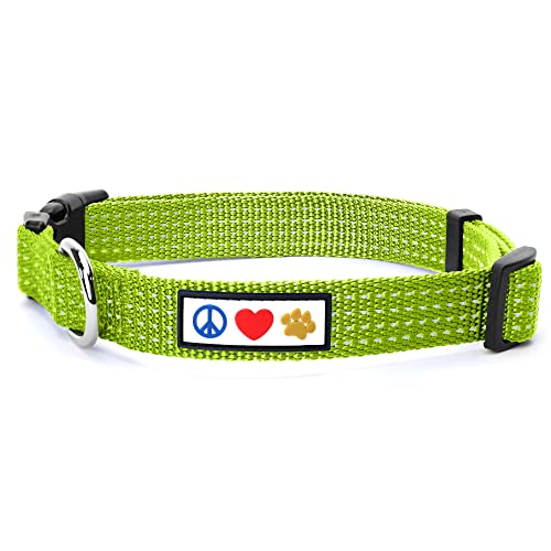 Pawtitas Reflective Dog Collar Adjustable Dog Collars for Medium Dogs Puppy Collar Medium Dog Collar Green Dog Collar