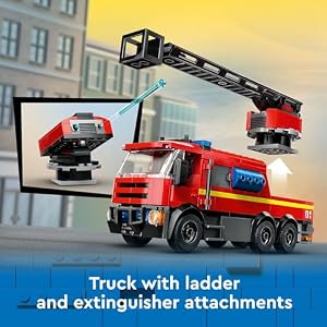LEGO City Fire Station with Fire Truck Toy - Kids Toy Building Sets with 2 Fire Truck Attachments - Gifts for Boys & Girls Ages 6+ - Pretend Play Set with 5 Minifigures - 60414 — photo 4 of 6