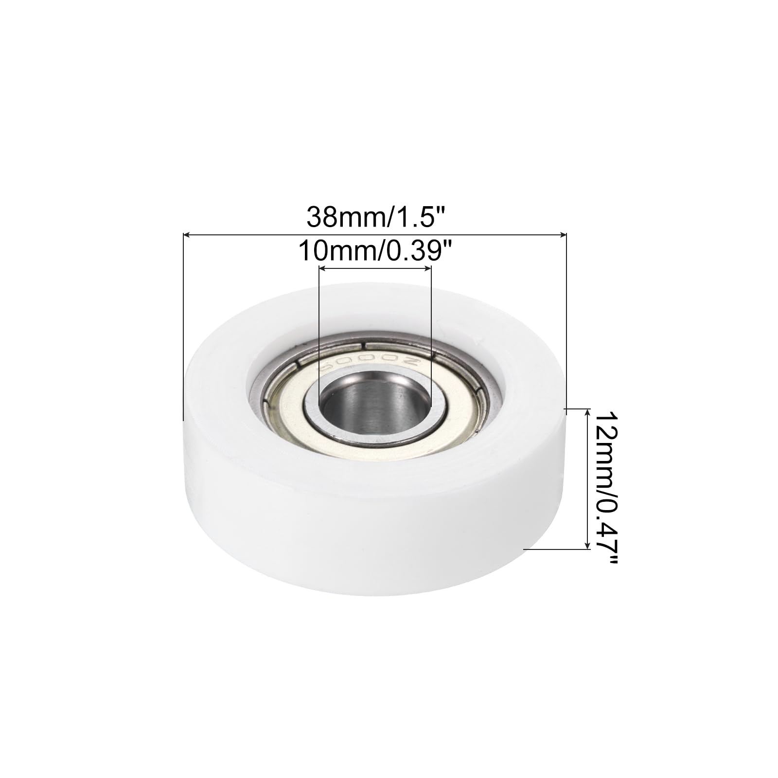 PATIKIL Nylon Pulley Wheel 10x38x12mm, 8 Pack 608zz Bearing Sliding Conveyor Roller Wheel for Door Window Drawer Hardware Driving Mechanical Equipment, White — Amazon image 2