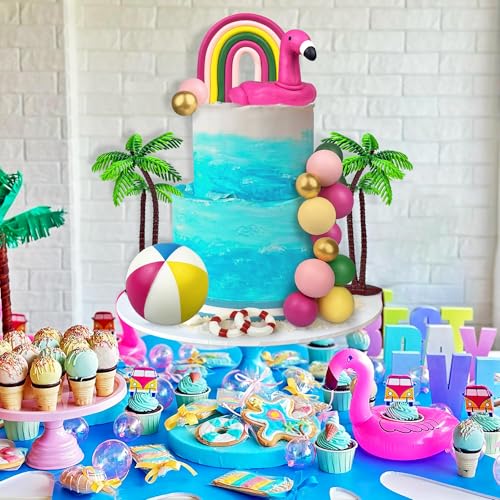 23 PCS Hawaiian Beach Cake Decoration Set Summer Cake Decor with Flamingo Rainbow and Coconut Tree Toppers for Hawaiian Theme Party by HAVAGDTM - Image 5