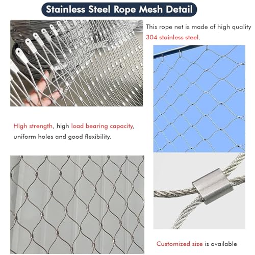 Filet de sécurité flexible en maille de corde acier pour enclos oiseau - 5