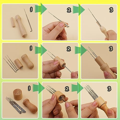 BAGERLA 118PCS Needles Felting Tool Kits, Wool Felting Tools with 80 PCS Needles Felting 3 Models Wooden Handles Large Felt Pad, 4-Sizes Felting Needles for Various Felting Projects - Thumbnail 5