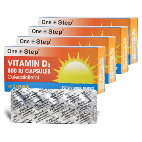 One Step | Vitamin D 800IU | Colecalciferol Capsules | Vitamin D Supplements for Women & Men (120 Capsules)
