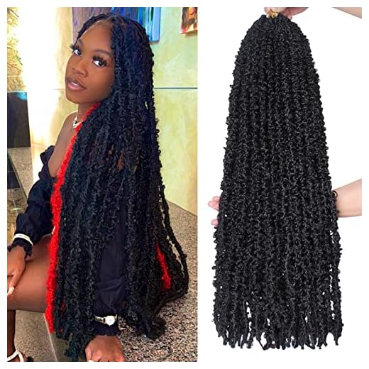 Leeven 30 Inch Long Butterfly Locs Crochet Hair 6 Packs Distressed Locs Crcoeht Braids Hair Natural Black Pre looped Synthetic Messy Goddess Butterfly Soft Locs Crochet Hair Extensions 1B#