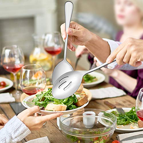 Lianyu 12-Piece Large Serving Utensils Set, Include 9.8 Inch Slotted Serving Spoons And Forks, 9.4 Inch Serving Tongs, Stainless Steel Hostess Serving Flatware Set For Catering Party, Dishwasher Safe #TOP5