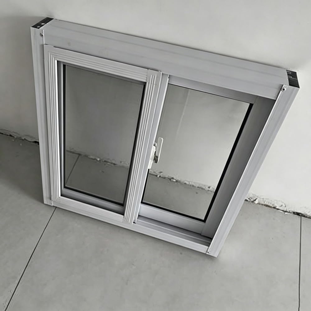 Gskdzg White Sliding Window Aluminum Alloy Basement Window Flush Mount Shed Windows Replacement Bathroom Windows For House Kitchen Garage Rv Chicken Coop(,W80 X H80cm (32" X 32"))