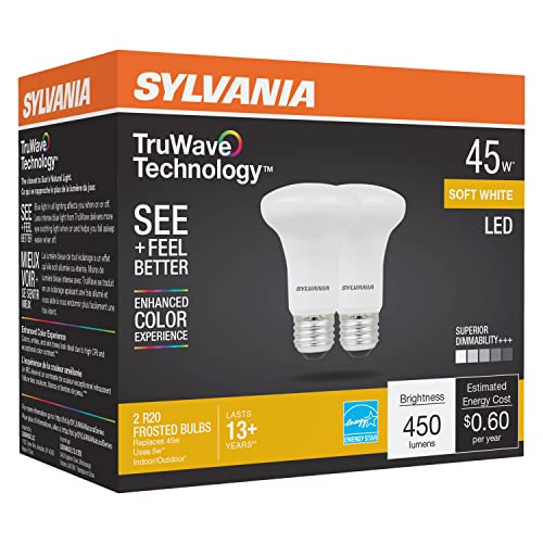 Sylvania Led Truwave Natural Series R20 Light Bulb, 50W Equivalent Efficient 5W, Dimmable, Frosted, 2700K, Soft White - 2 Pack (40788) #TOP2